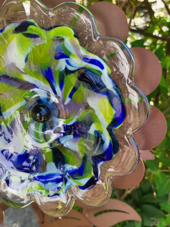 Edelrost Glasblume Zoe, blau
