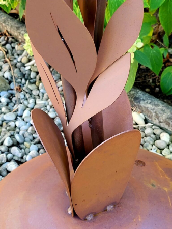 Edelrost Glasblume Sophia, 2 Blüten, Edelstahl