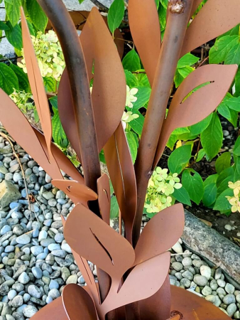 Preview: Edelrost Glasblume Sophia, 2 Blüten, Edelstahl