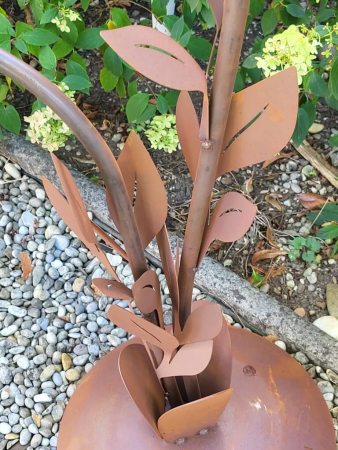 Edelrost Glasblume Sophia, 2 Blüten, gelbe Kugeln