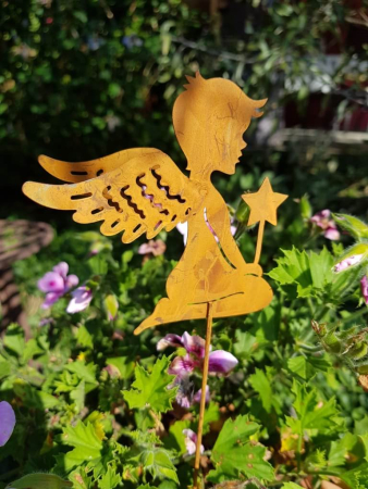Preview: Gartenstecker Engel, 2 Varianten, Rostoptik