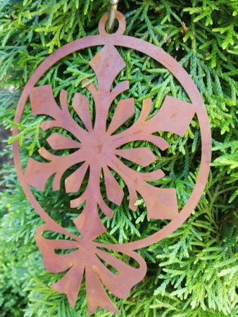 Edelrost Christbaumkugel Flocke, Schleife unten