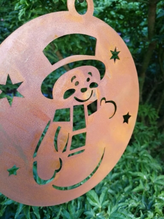 Edelrost Christbaumkugel Schneemann