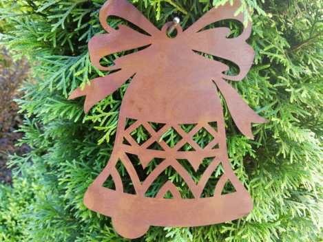 Edelrost Christbaumschmuck Glocke mit Schleife