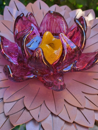 Preview: Edelrost Glasblume Dahlie 1 Blüte, weinrot