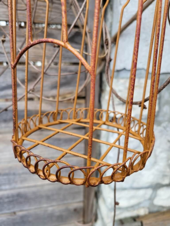 Preview: Edelrost Dekokäfig zum Hängen, Runddach