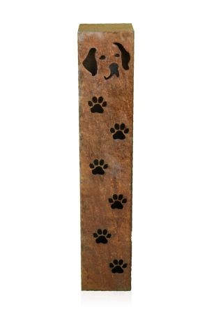 Edelrost Dekosäule Hundekopf mit Pfoten