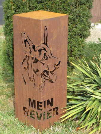 Edelrost Dekosäule Schäferhund