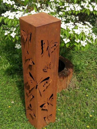 Edelrost Dekosäule Schmetterling 3D