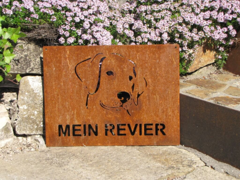 Edelrost Dekoschild Hund Mein Revier