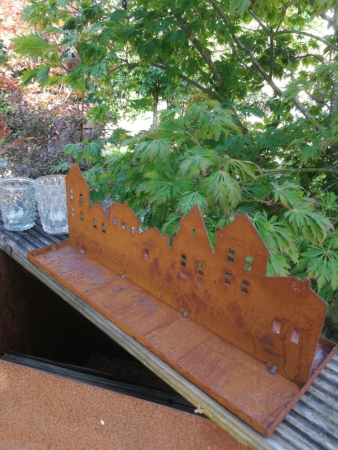 Preview: Edelrost Dekotablett Häuser Lübeck