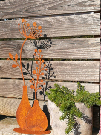 Edelrost Doppelvase Blumen