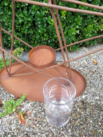 Preview: Edelrost Drahtstern mit Glaswindlicht