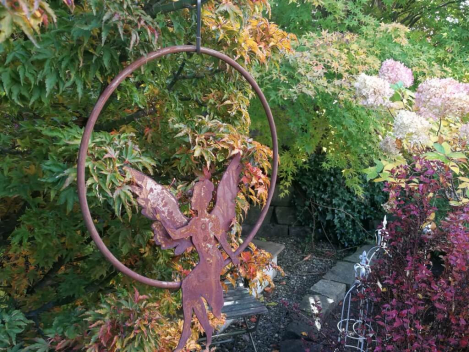 Preview: Edelrost Engel mit Flügel im Ring