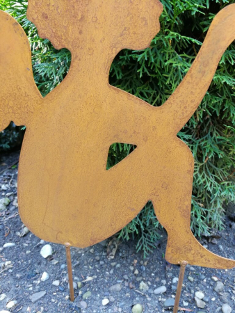 Edelrost Engel sitzend, zum Stecken