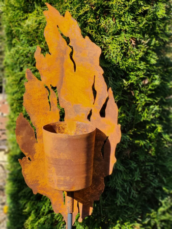 Edelrost Gartenfackel Riss-Segel