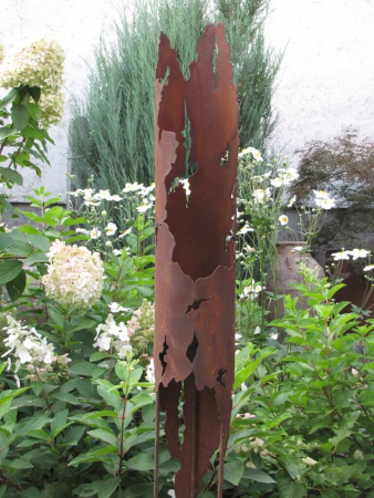 Preview: Edelrost Gartenstab Fackel Selvatica 150 cm