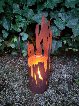 Preview: Edelrost Windlicht Fackel Treibholz 43 cm bis 55 cm