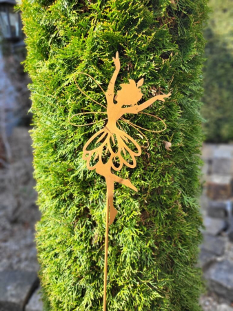 Edelrost Gartenstecker Fee Elysia, tanzend