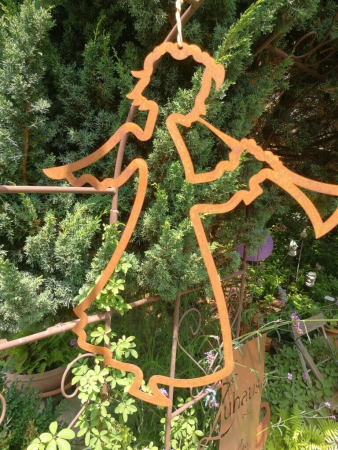 Preview: Edelrost Fensterbild Engel, Silhouette