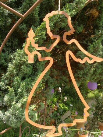 Preview: Edelrost Fensterbild Engel, Silhouette