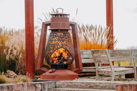 Preview: Edelrost Feuerstelle Laterne