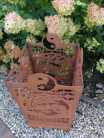 Preview: Edelrost Feuerkorb Asia Drache