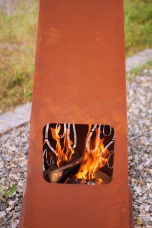 Preview: Edelrost Feuersäule Feuerturm mit Ranken