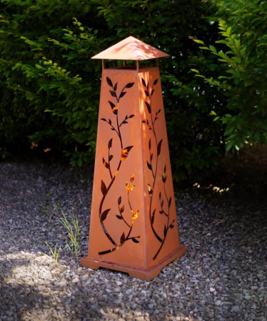 Preview: Edelrost Feuersäule Feuerturm mit Ranken