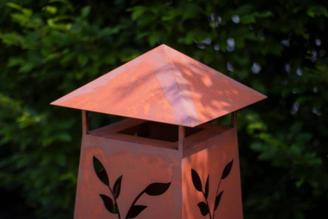 Preview: Edelrost Feuersäule Feuerturm mit Ranken