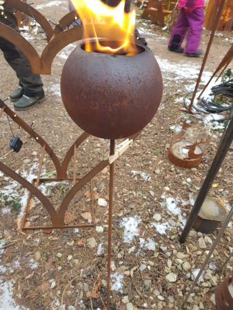 Edelrost Gartenfackel Kugel für Bioethanol