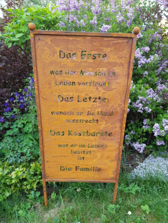 Edelrost Gartenschild Familie 120 cm
