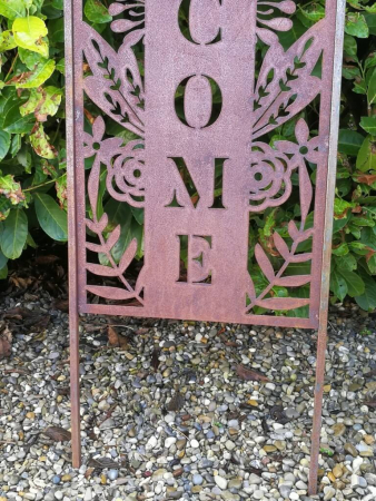 Edelrost Gartenschild Welcome