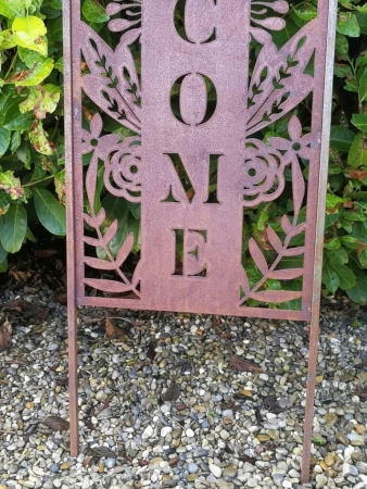 Edelrost Gartenschild Welcome