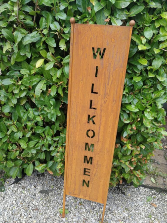 Edelrost Gartenschild Willkommen