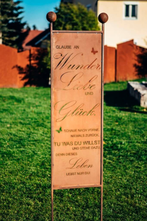 Edelrost Gartenschild Wunder-Liebe-Glück