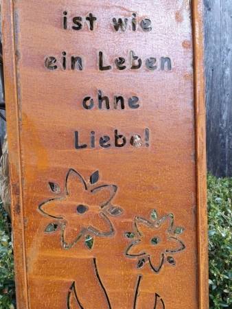 Edelrost Gartenschild Ein Garten ohne Blumen
