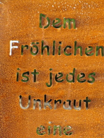 Edelrost Gartenschild Unkraut - Blume