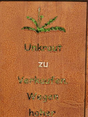 Edelrost Gartenschild Unkraut zu Verkaufen