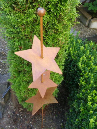 Edelrost Gartenstecker, mehrere Sterne