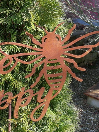 Edelrost Gartenstecker Bee Happy