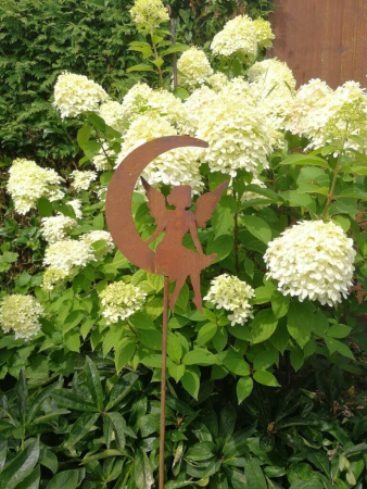 Edelrost Gartenstecker Engel im Mond, 20 cm