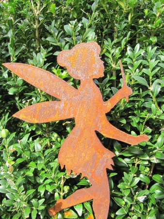 Preview: Edelrost Gartenstecker Fee Tanya mit Zauberstab