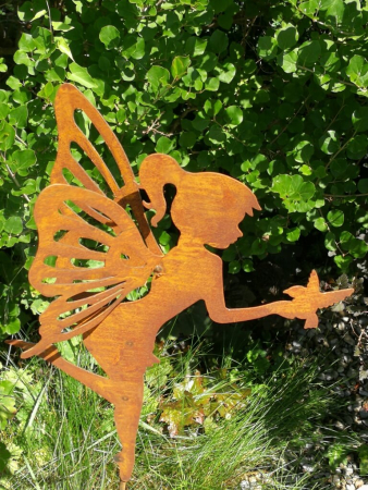 Gartenstecker Fee mit Vogel, groß
