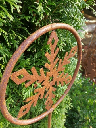 Edelrost Gartenstecker Schneeflocke Jul, dick