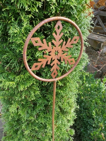 Edelrost Gartenstecker Schneeflocke Jul, dick