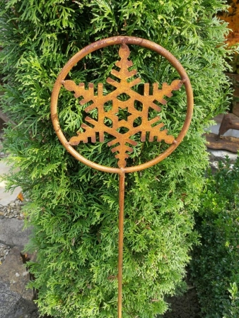 Edelrost Gartenstecker Schneeflocke Mika, dünn