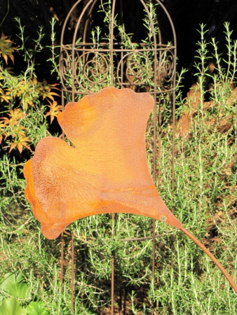 Edelrost Gartenstecker Ginkgo, 130 cm