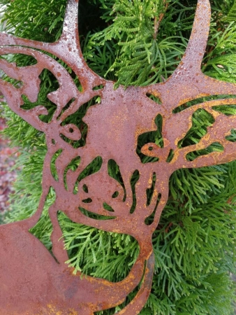Edelrost Gartenstecker Hirschkopf Öre