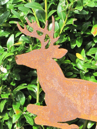Preview: Edelrost Gartenstecker Hirsch springend